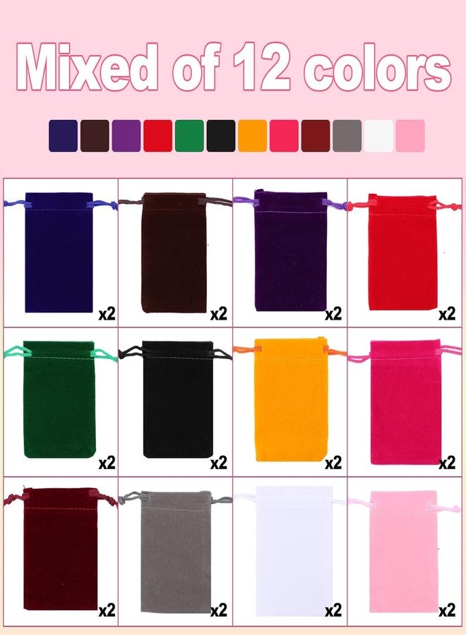 Extrapins 24 Pcs Little Velvet Drawstring Bags, Small Jewelry Pouches, 2.8''x3.5'' Velvet Gift Bags with Drawstring for Wedding Favors, Gifts, Event Supplies (12 Colors) - Image 4
